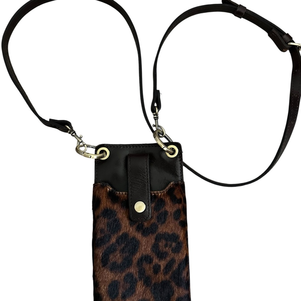 Patricia Nash Pony Hair Fur Leopard Print Wristlet Leather Black Strap - Picture 2 of 8